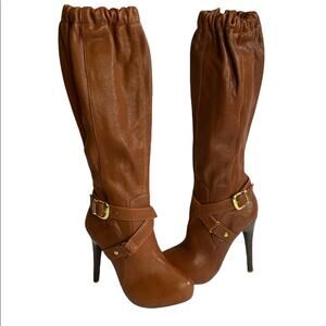 Fredericks of Hollywood Brown Leather Stiletto Tall Boots Size 5.5